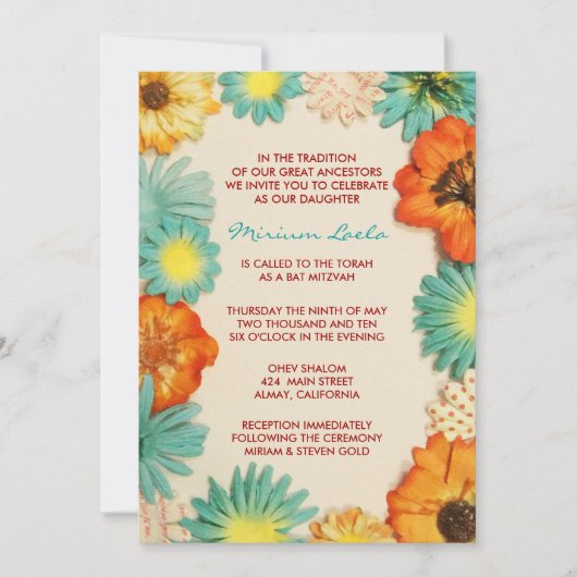 Invitation d'invitation Aqua Bat mitzvah (Devant)