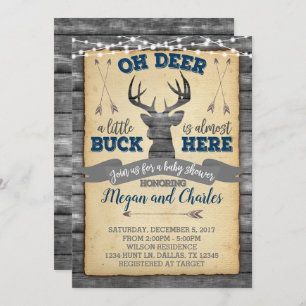 Invitation d'invitation de baby shower de cerfs
