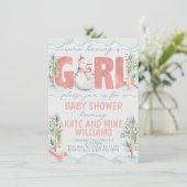 Invitation d'invitation de baby shower de fille de (Debout devant)