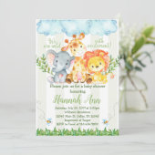 Invitation d'invitation de baby shower de safari (Debout devant)