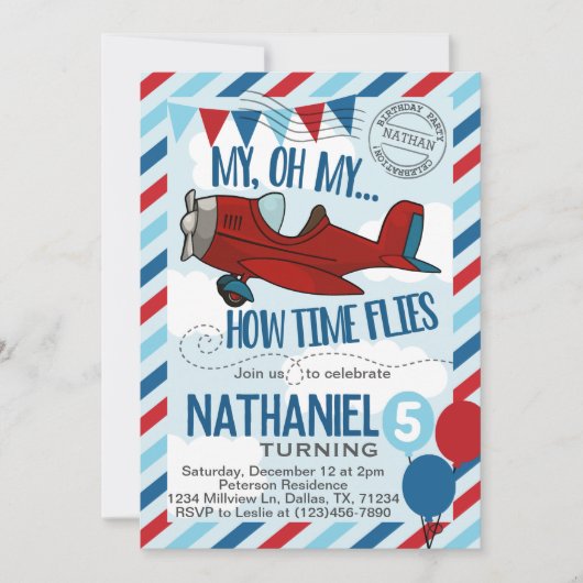 Invitation d'invitation de fête d'anniversaire de  (Devant)