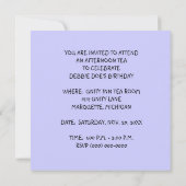 INVITATION D'INVITATION DE FÊTE D'ANNIVERSAIRE DE (Dos)