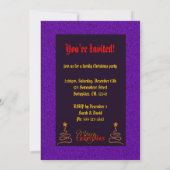 Invitation d'invitation de Noël Purple et Gold Par (Dos)