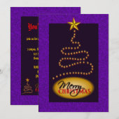 Invitation d'invitation de Noël Purple et Gold Par (Devant / Derrière)