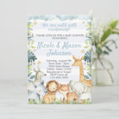Invitation d'invitation du Baby shower Jungle Safa (Debout devant)