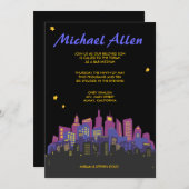 Invitation d'invitation du Bat mitzvah CITYSCAPE B (Devant / Derrière)