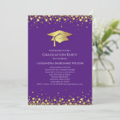 Invitation Diplômation Violet et Or (Debout devant)