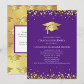 Invitation Diplômation Violet et Or (Devant / Derrière)