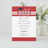 Invitation Diplômé 2022 Rouge Blanc Moderne Simple Remise des (Debout devant)