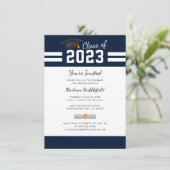 Invitation Diplômé 2026 Bleu Marine Simple (Debout devant)
