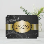 Invitation Diplôme 2026 Noir et Or (Debout devant)