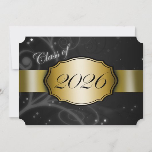 Invitation Diplôme 2026 Noir et Or (Devant)