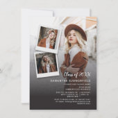 Invitation Diplôme 2026 Script multi-photo Fête de fin d'étud (Devant)