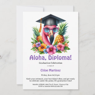 Invitation Diplôme Aloha Fête Tropicale de Remise des Diplôme