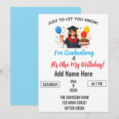Invitation Diplôme & Anniversaire en mélange (Devant / Derrière)