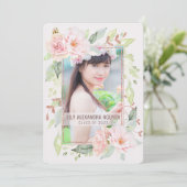 Invitation Diplôme | Aquarelle Blush Rose Floral (Debout devant)