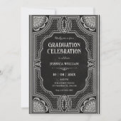 Invitation Diplôme art déco vintage noir (Devant)