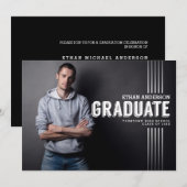 Invitation Diplômé audacieux | White Text Photo Graduation Pa (Devant / Derrière)