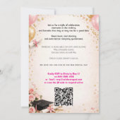 Invitation 🎓Diplôme avec code QR Rose & Ballon Lumineux Grad (Dos)