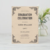 Invitation Diplôme baroque vintage (Debout devant)