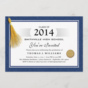 Invitation Diplôme bleu de frontière avec l'invitation