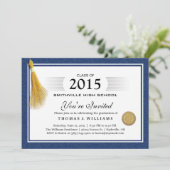 Invitation Diplôme bleu de frontière avec l'invitation (Debout devant)