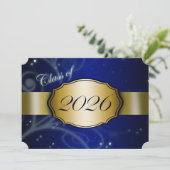 Invitation Diplôme Bleu et Or 2026 (Debout devant)