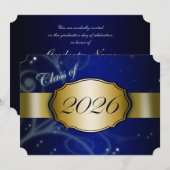 Invitation Diplôme Bleu et Or 2026 (Devant / Derrière)