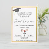 Invitation Diplôme Bordure Dorée (Debout devant)