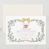 Invitation Diplôme Botanique Floral Intemporel (Devant / Derrière)