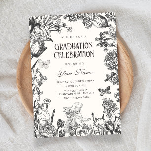 Invitation Diplôme botanique floral vintage