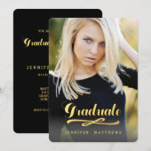 Invitation Diplômé brillant| Parti de la graduation photo (Devant / Derrière)