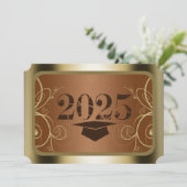 Invitation Diplôme Brown et Gold Frame (Debout devant)