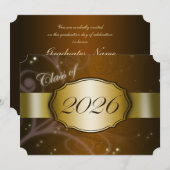 Invitation Diplôme Brun et Or 2026 (Devant / Derrière)