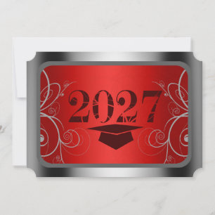 Invitation Diplôme Cadre Rouge et Argent