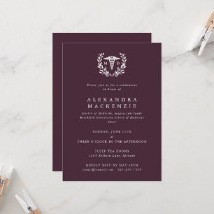 Invitation Diplôme Caducée+Couronne de Laurier Bourgogne