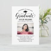 Invitation Diplômé Calligraphie Photo Rose Gold Graduation (Debout devant)