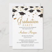 Invitation Diplôme Cap & Gold confetti Diplômé Photo Grad (Dos)