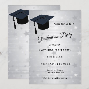 Invitation Diplômé Cap Silver Stars