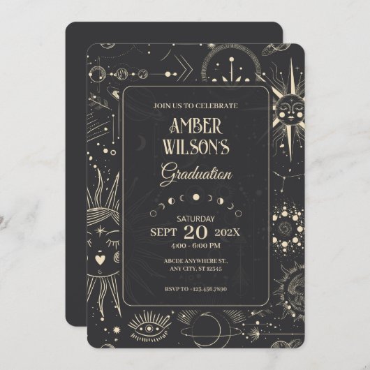 Invitation Diplôme céleste de l'astrologie bohémienne (Devant / Derrière)