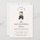 Invitation Diplôme Champagne Perle Noire Arc (Devant)