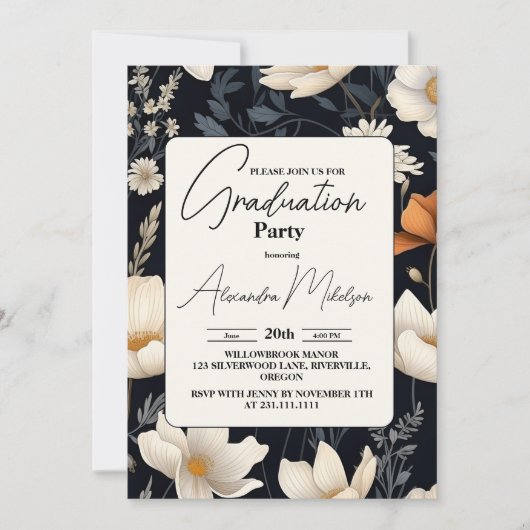 Invitation diplôme chic Boho (Devant)