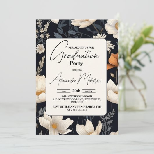Invitation diplôme chic Boho (Debout devant)