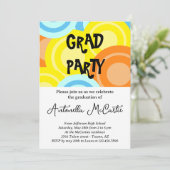 Invitation Diplôme Colorful Disco Rétro Amusants (Debout devant)