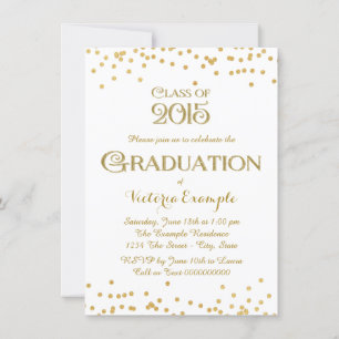 Invitation Diplôme Confettis Dorés