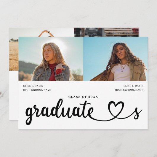 Invitation Diplôme conjoint moderne, deux personnes maintenan (Devant / Derrière)