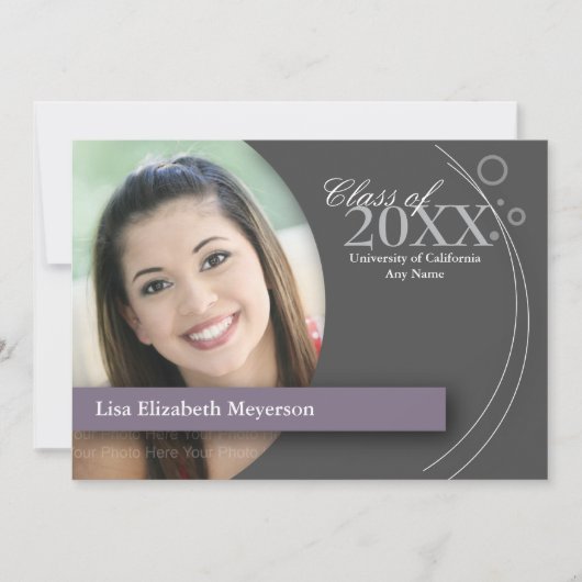 Invitation Diplôme Courbe et points : Purple personnalisé (Devant)