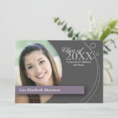 Invitation Diplôme Courbe et points : Purple personnalisé (Debout devant)