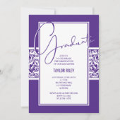 Invitation Diplôme damassé violet et blanc (Devant)