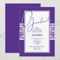 Diplôme damassé violet et blanc